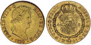 4 Escudo Kingdom of Spain (1814 - 1873) Oro Ferdinando VII di Spagna (1784-1833)