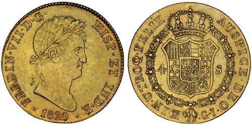 4 Escudo Kingdom of Spain (1814 - 1873) Oro Fernando VII de España (1784-1833)