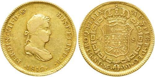 4 Escudo Perù Oro Ferdinando VII di Spagna (1784-1833)