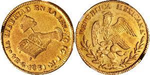 4 Escudo Second Federal Republic of Mexico (1846 - 1863) Oro 