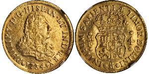 4 Escudo Vicereame della Nuova Spagna (1519 - 1821) Oro Filippo V di Spagna (1683-1746)