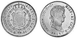 4 Escudo Virreinato de Nueva España (1519 - 1821) Oro Fernando VII de España (1784-1833)