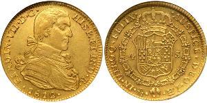 4 Escudo Virreinato de Nueva España (1519 - 1821) Oro Fernando VII de España (1784-1833)