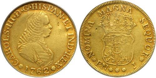 4 Escudo Virreinato de Nueva Granada (1717 - 1819) Oro Carlos III de España (1716 -1788)