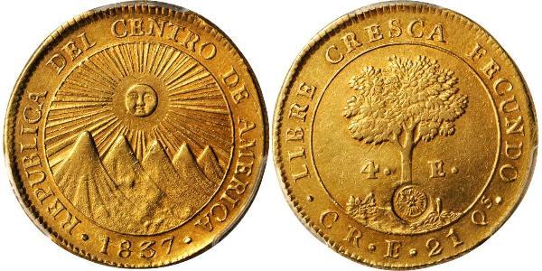 4 Escudo Costa Rica / 中美洲联邦共和国 (1823 - 1838) 金 