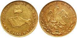 4 Escudo Second Federal Republic of Mexico (1846 - 1863) 金 