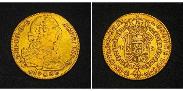 4 Escudo 西班牙帝國 金 卡洛斯三世 (西班牙) (1716 -1788)
