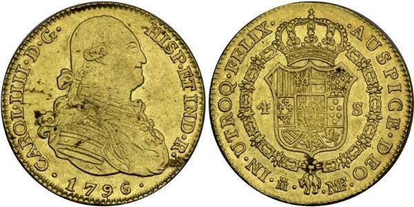 4 Escudo 西班牙帝國 金 卡洛斯四世 (1748-1819)