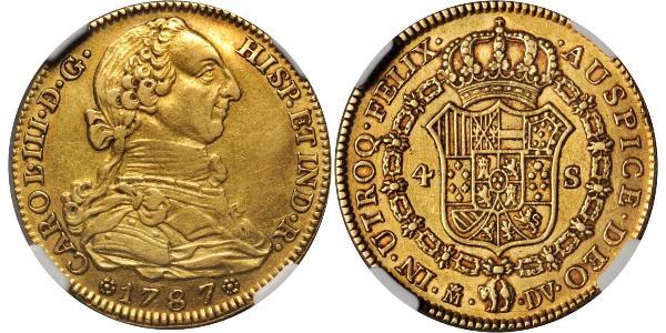 4 Escudo 西班牙帝國 金 卡洛斯三世 (西班牙) (1716 -1788)