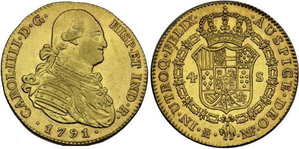 4 Escudo 西班牙帝國 金 卡洛斯四世 (1748-1819)
