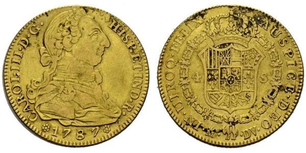 4 Escudo 西班牙帝國 金 卡洛斯三世 (西班牙) (1716 -1788)