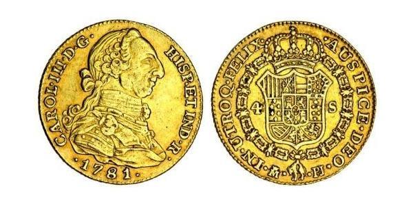 4 Escudo 西班牙帝國 金 卡洛斯三世 (西班牙) (1716 -1788)