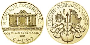 4 Euro Republic of Austria (1955 - ) Gold 