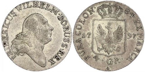 4 Groschen Regno di Prussia (1701-1918) Argento Federico Guglielmo II di Prussia