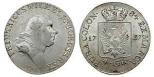 4 Groschen Reino de Prusia (1701-1918) Plata Federico Guillermo II de Prusia