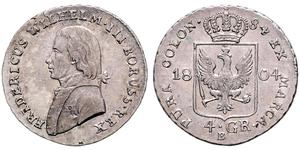 4 Groschen Пруссия (королевство) (1701-1918) Серебро Фридрих Вильгельм III, король Пруссии (1770 -1840)
