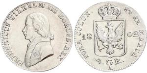 4 Groschen Королівство Пруссія (1701-1918) Срібло Фрідрих Вільгельм III, король Пруссії  (1770 -1840)