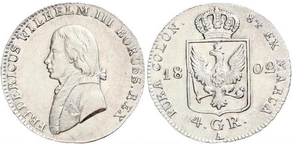 4 Groschen Королівство Пруссія (1701-1918) Срібло Фрідрих Вільгельм III, король Пруссії  (1770 -1840)
