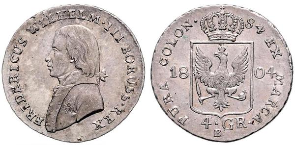 4 Groschen Королівство Пруссія (1701-1918) Срібло Фрідрих Вільгельм III, король Пруссії  (1770 -1840)