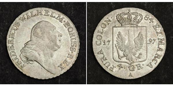 4 Groschen Королівство Пруссія (1701-1918) Срібло Фрідріх-Вільгельм II