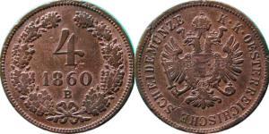 4 Kreuzer Imperio austríaco (1804-1867) Cobre 