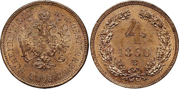 4 Kreuzer Imperio austríaco (1804-1867) Cobre 