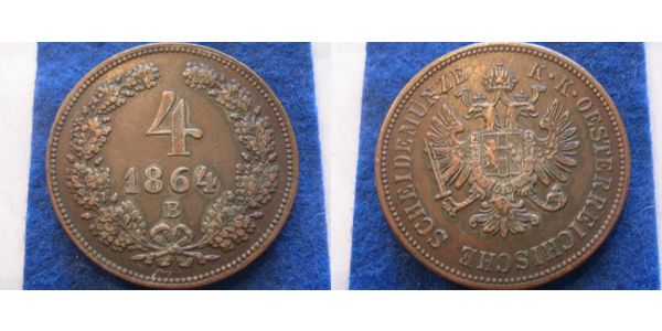 4 Kreuzer Imperio austríaco (1804-1867) Cobre 