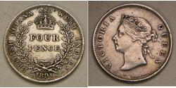 4 Penny Britisches Weltreich (1497 - 1949) / Indien Silber 