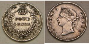 4 Penny 大英帝国 / 印度 銀 