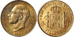 4 Peso Philippinen Gold Alfonso XII of Spain (1857 -1885)