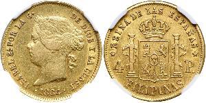 4 Peso Philippinen Gold Isabella II of Spain (1830- 1904)