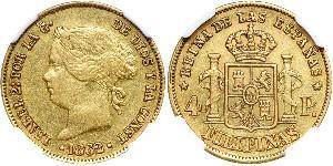 4 Peso Philippinen Gold Isabella II of Spain (1830- 1904)