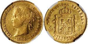 4 Peso Philippinen Gold Isabella II of Spain (1830- 1904)