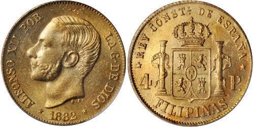 4 Peso Philippinen Gold Alfonso XII of Spain (1857 -1885)