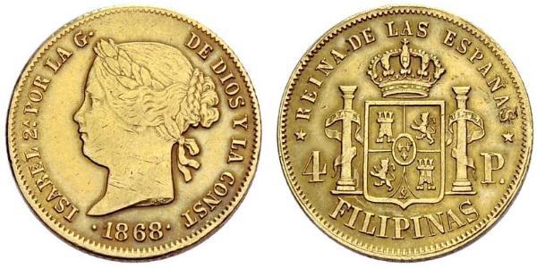 4 Peso Philippinen Gold Isabella II of Spain (1830- 1904)