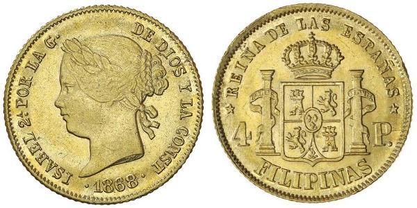 4 Peso Philippinen Gold Isabella II of Spain (1830- 1904)