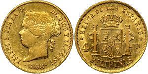 4 Peso Philippines Gold Isabella II of Spain (1830- 1904)