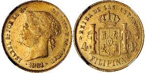 4 Peso Philippines Gold Isabella II of Spain (1830- 1904)