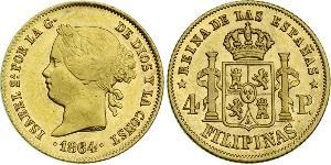 4 Peso Philippines Gold Isabella II of Spain (1830- 1904)