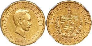 4 Peso  Gold Jose Julian Marti Perez (1853 - 1895) 