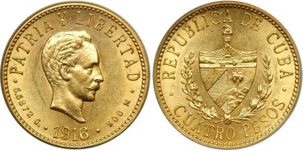 4 Peso  Gold Jose Julian Marti Perez (1853 - 1895) 