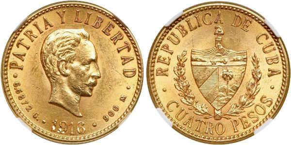 4 Peso  Gold Jose Julian Marti Perez (1853 - 1895) 