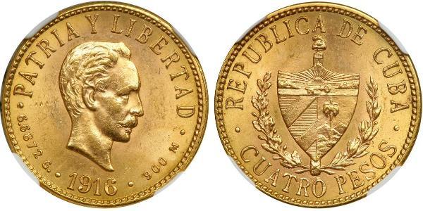 4 Peso  Gold Jose Julian Marti Perez (1853 - 1895) 