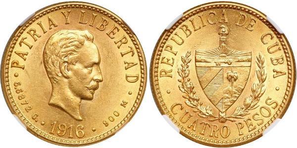 4 Peso  Gold Jose Julian Marti Perez (1853 - 1895) 