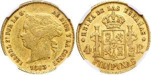 4 Peso Philippines Or Isabella II of Spain (1830- 1904)