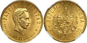 4 Peso  Or Jose Julian Marti Perez (1853 - 1895) 