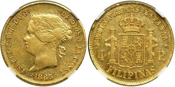 4 Peso Filipinas Oro Isabella II of Spain (1830- 1904)