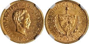 4 Peso  Oro Jose Julian Marti Perez (1853 - 1895) 