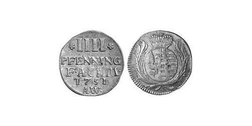 4 Pfennig Principality of Anhalt-Köthen (1603 -1853) Billon Augustus Louis, Prince of Anhalt-Köthen (1697 – 1755)