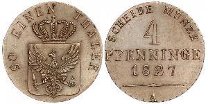 4 Pfennig Reino de Prusia (1701-1918) Cobre 